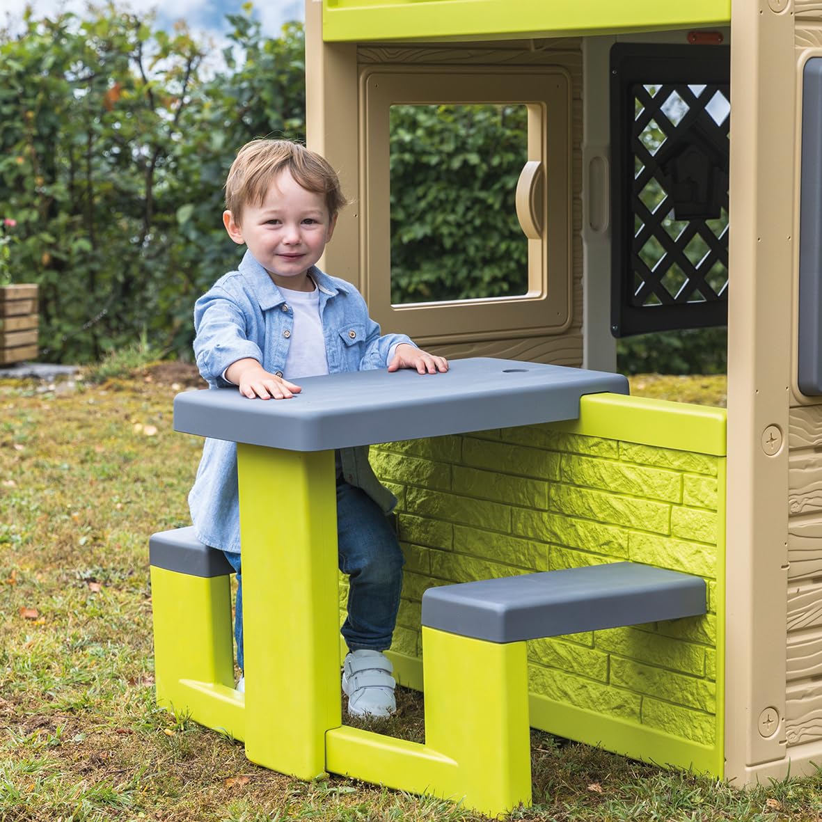 smoby-picknicktisch-spielhaus-zubeh-r-sitzbank-mit-tisch image 4