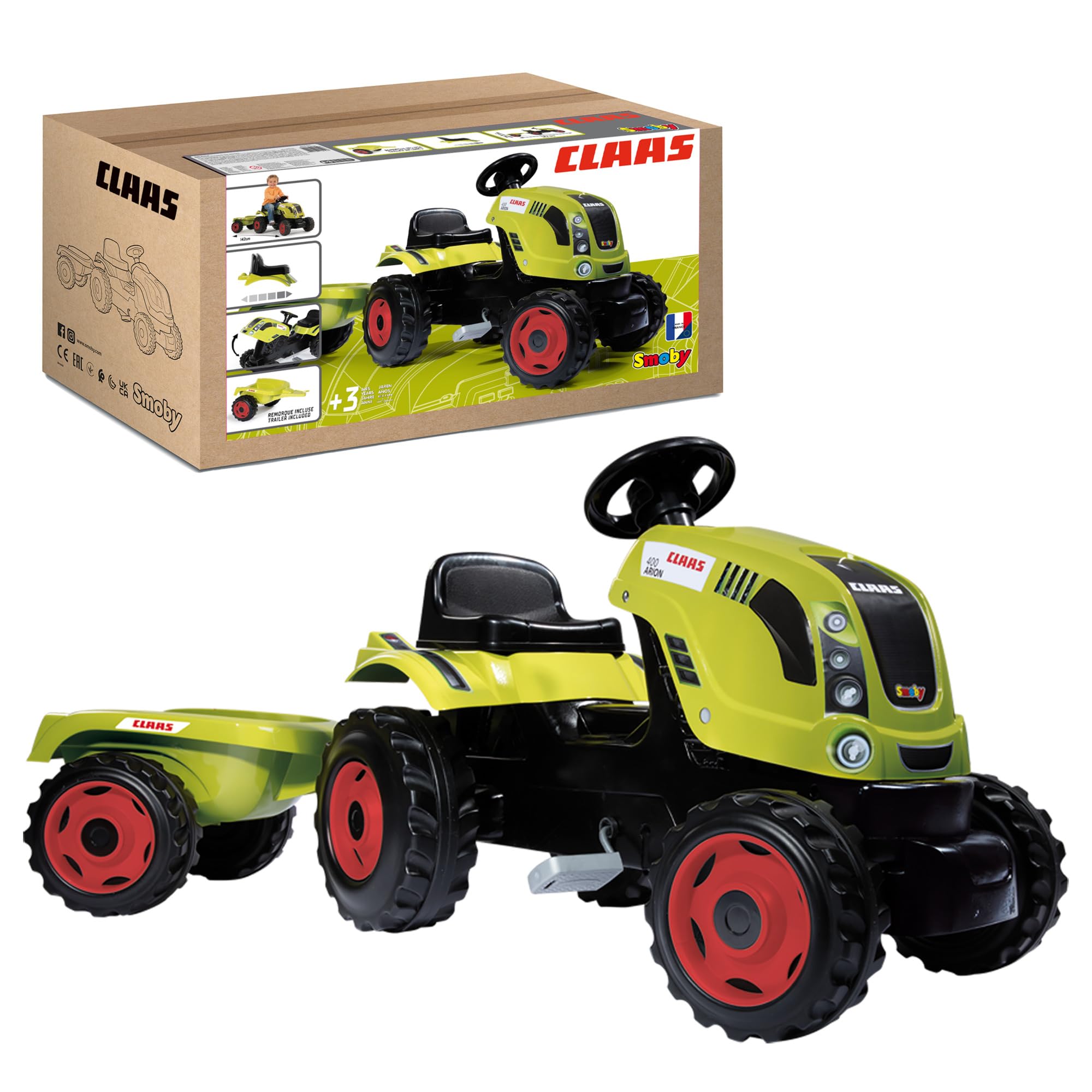 smoby-claas-traktor-farmer-arion-400-xl-gr-n-mit-anh-nger image 1