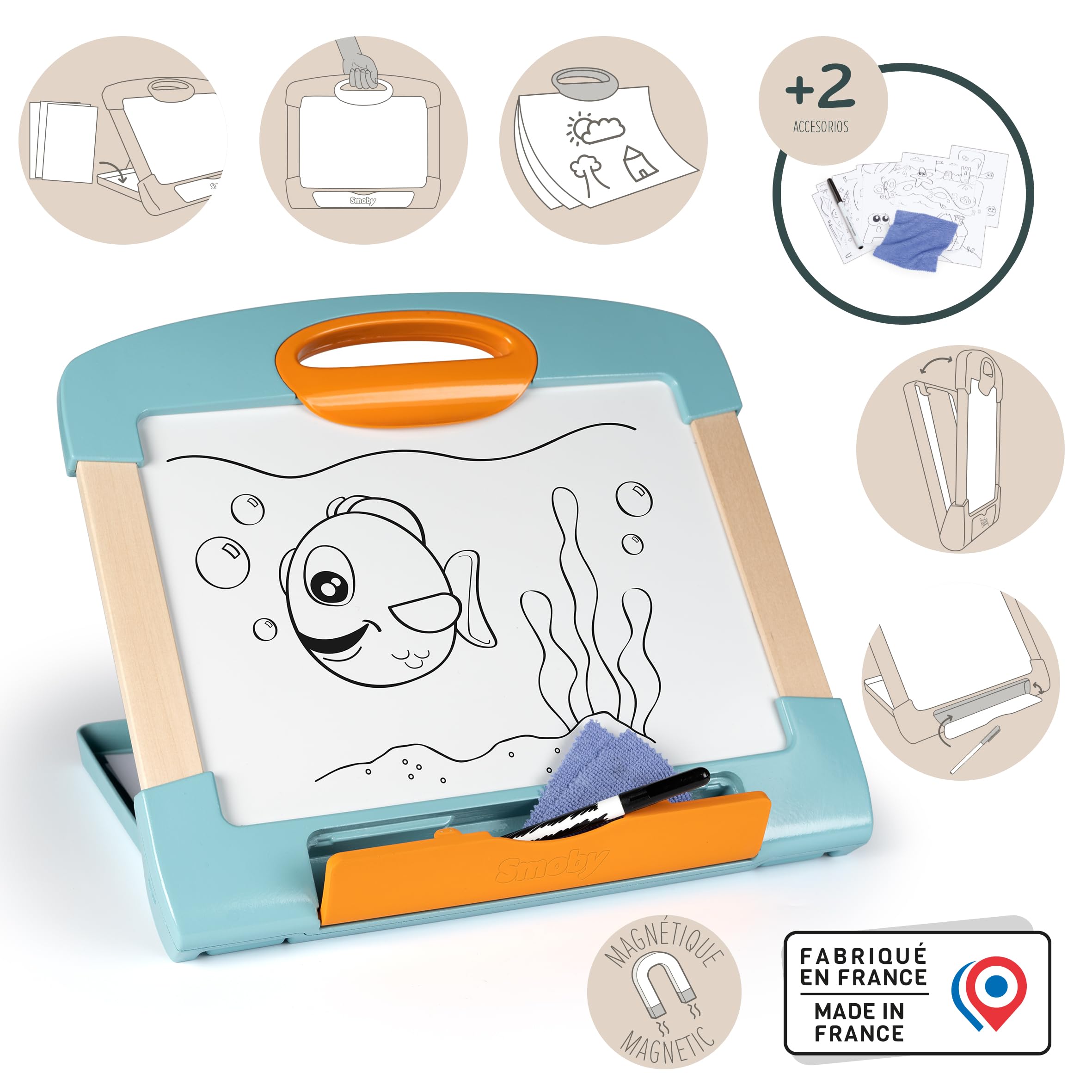 smoby-tisch-maltafel-magnettafel-holz-mit-stiften-ab-3-jahren image 2