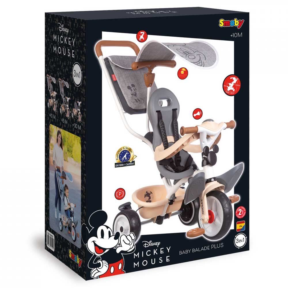 smoby-mickey-mouse-dreirad-baby-balade-plus-l-mit-schubstange image 2
