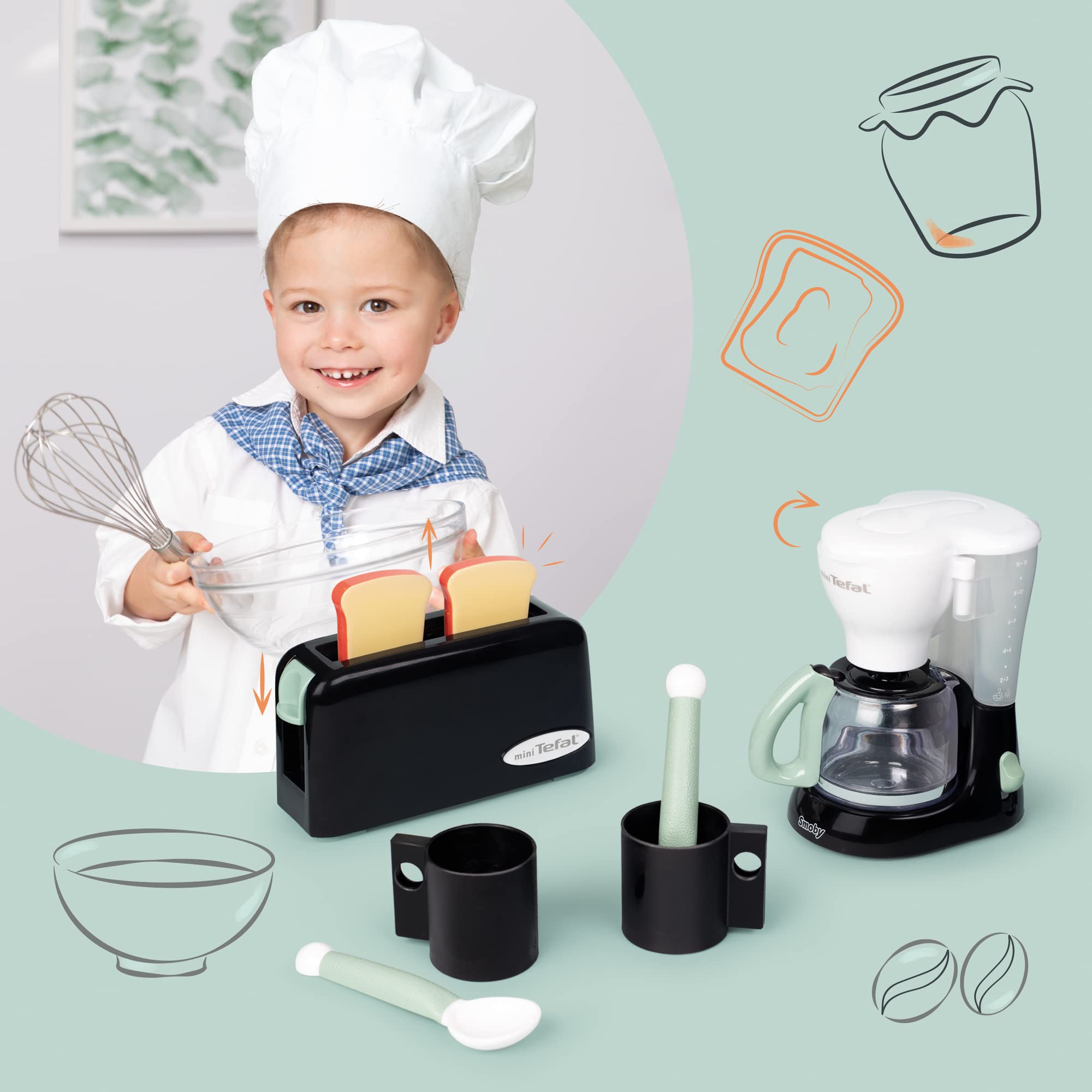 smoby-tefal-fr-hst-cks-set-spielk-chenzubeh-r-mit-toaster image 2