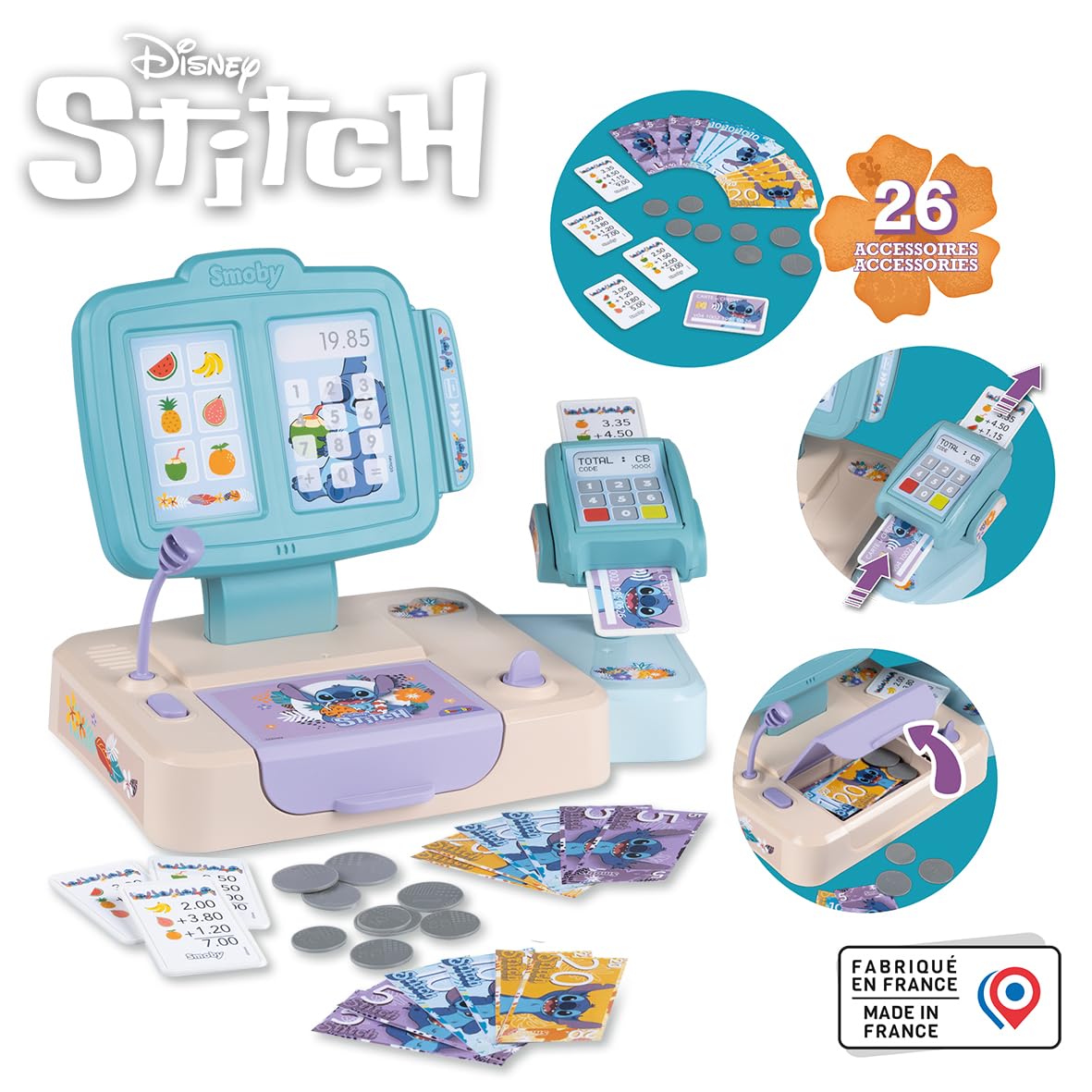 smoby-disney-stitch-supermarktkasse-kinderkasse-mit-mikrofon image 2
