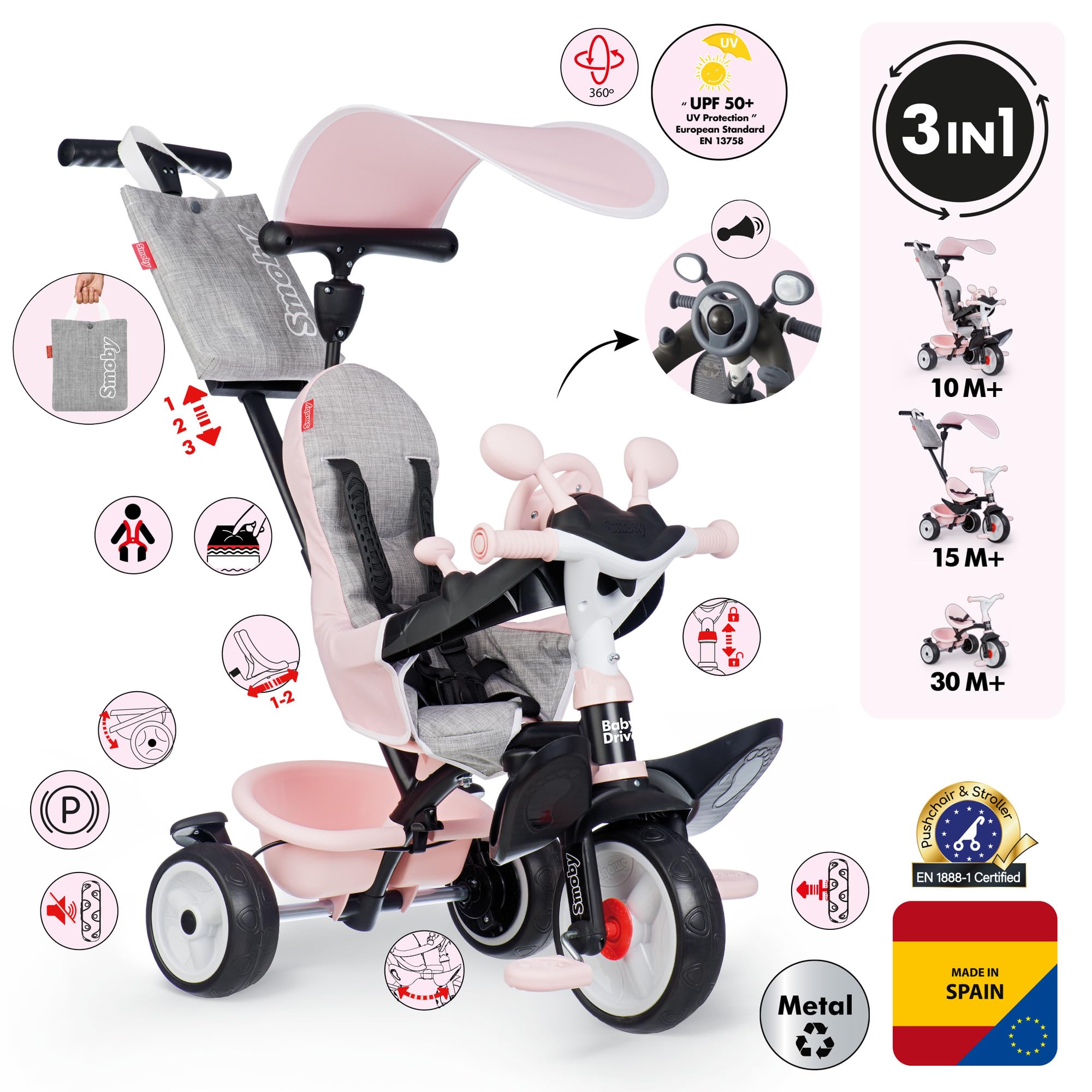 smoby-life-baby-driver-dreirad-ros-3-in-1-ab-10-monaten image 2