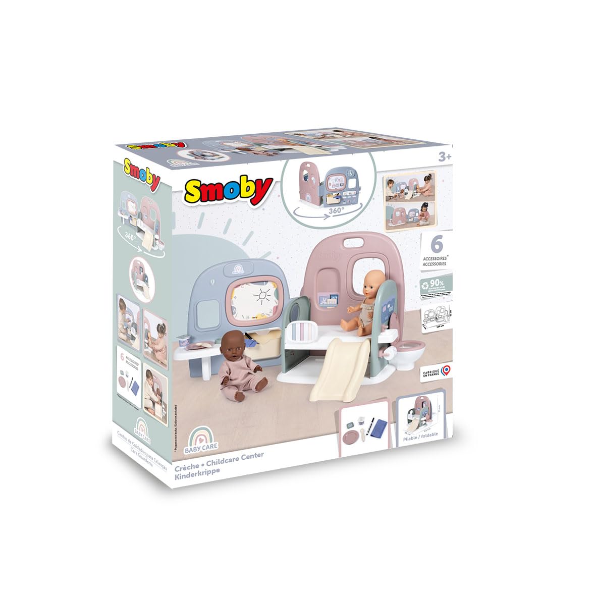 smoby-baby-care-puppen-kita-spielcenter-rosa-klappbar-360 image 5