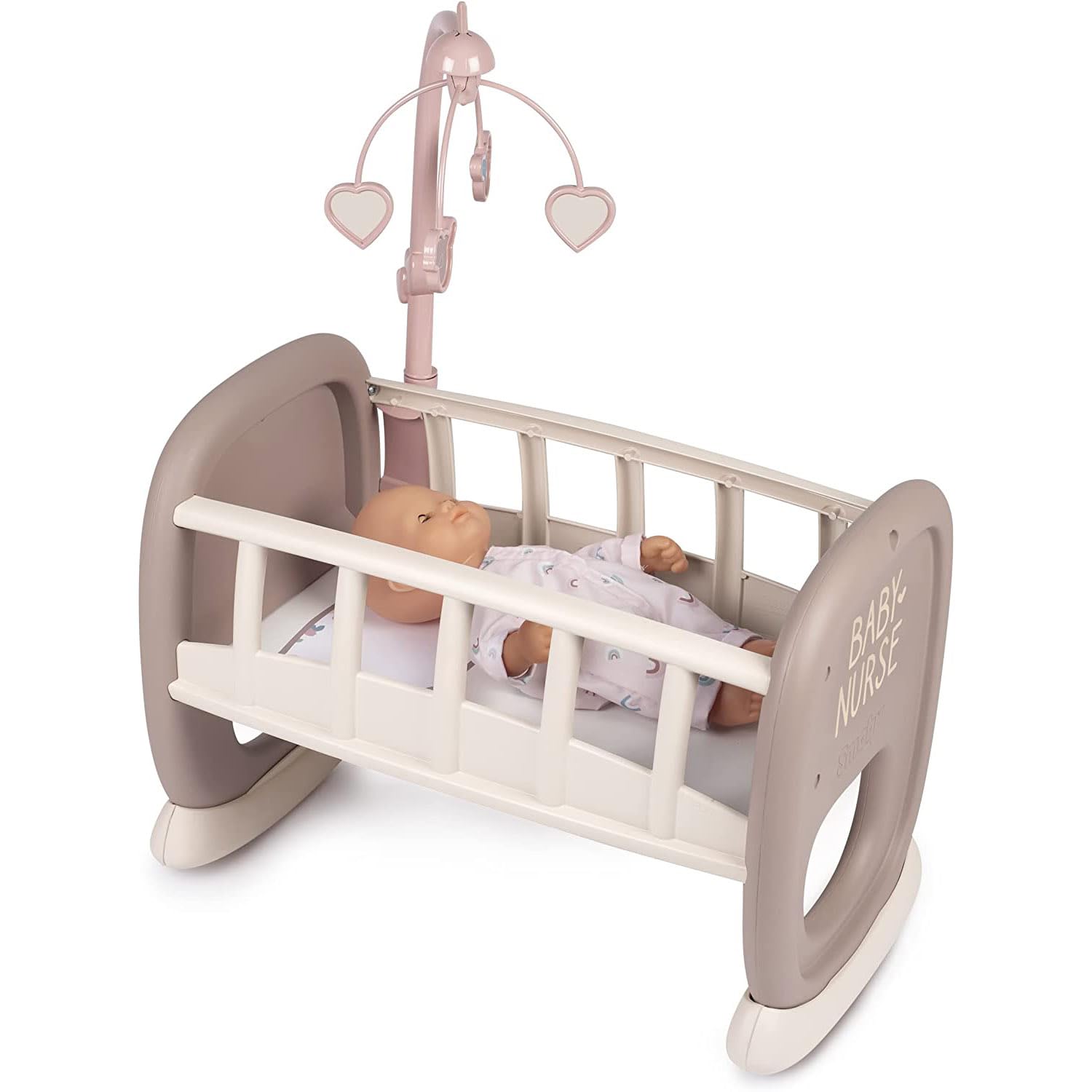 smoby-baby-nurse-puppenwiege-puppenbett-rosa-mit-mobile image 8