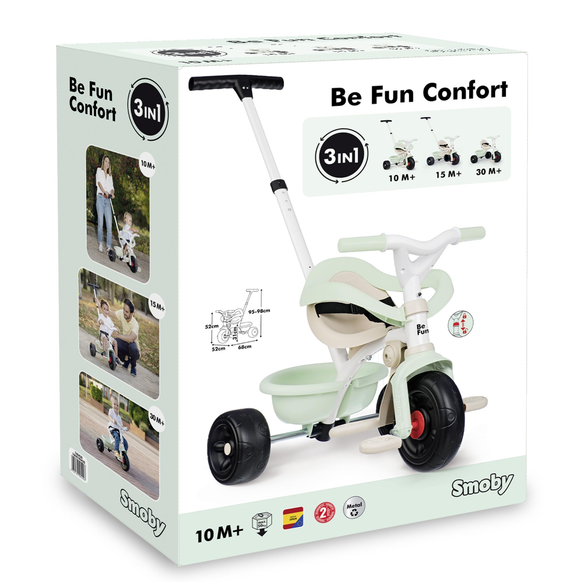 smoby-life-be-fun-komfort-dreirad-gr-n-mit-schubstange-ab-10-m image 7