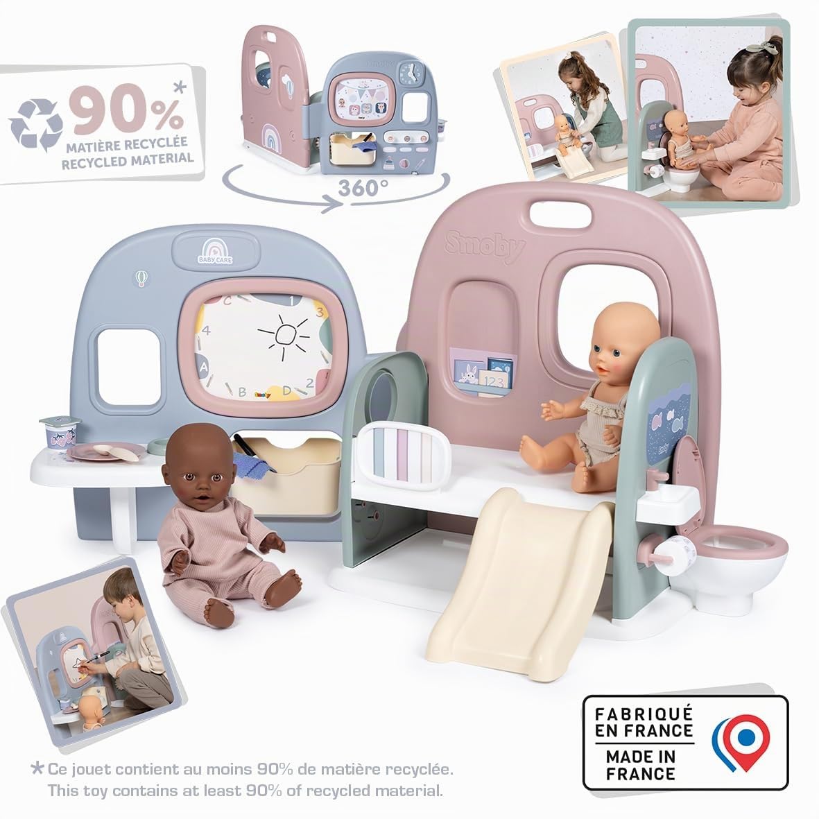 smoby-baby-care-puppen-kita-spielcenter-rosa-klappbar-360 image 3