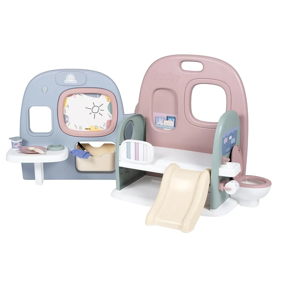 smoby-baby-care-puppen-kita-spielcenter-rosa-klappbar-360 image 1