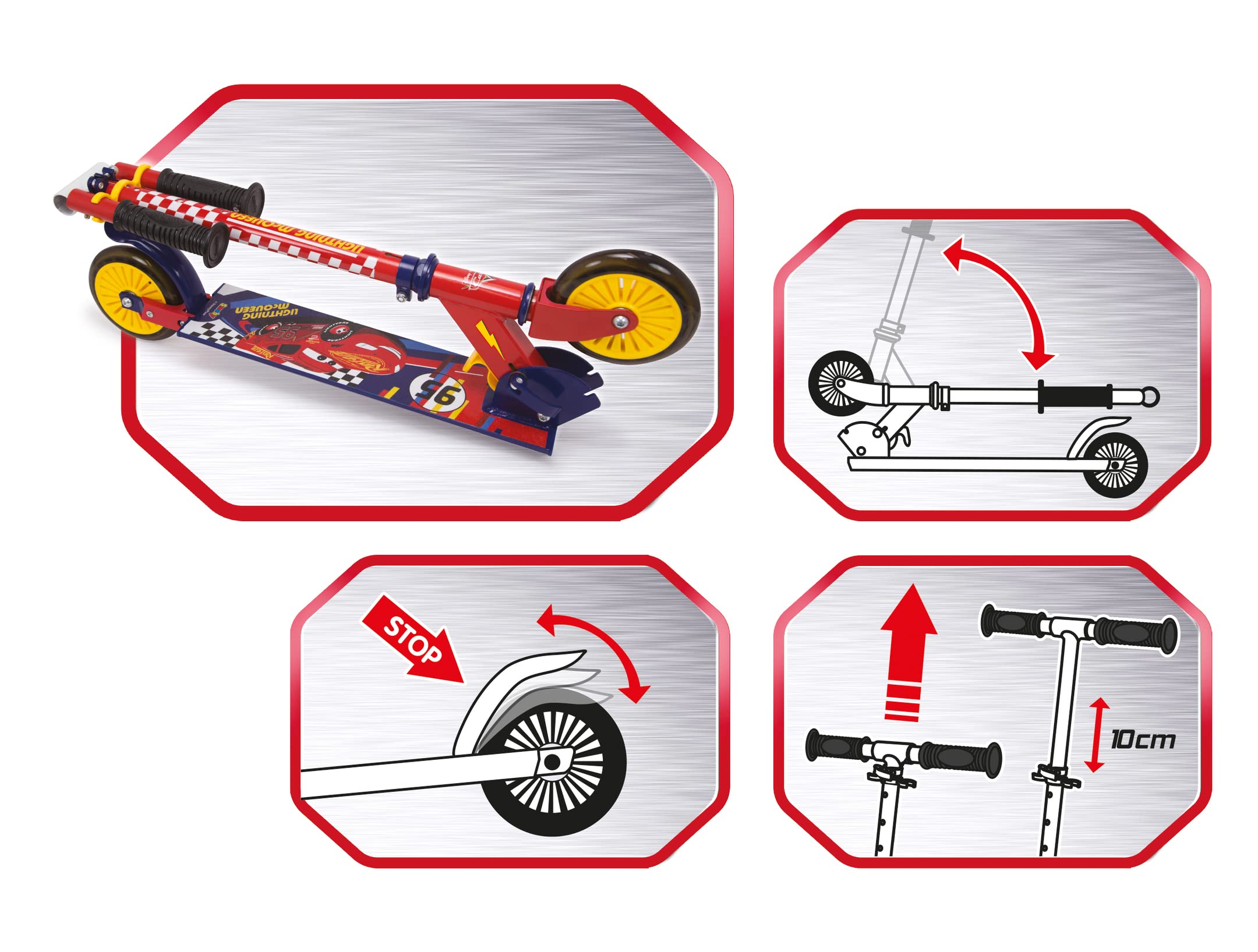 smoby-disney-cars-roller-2-r-der-klappbar-mit-bremse-ab-5-jahren image 3