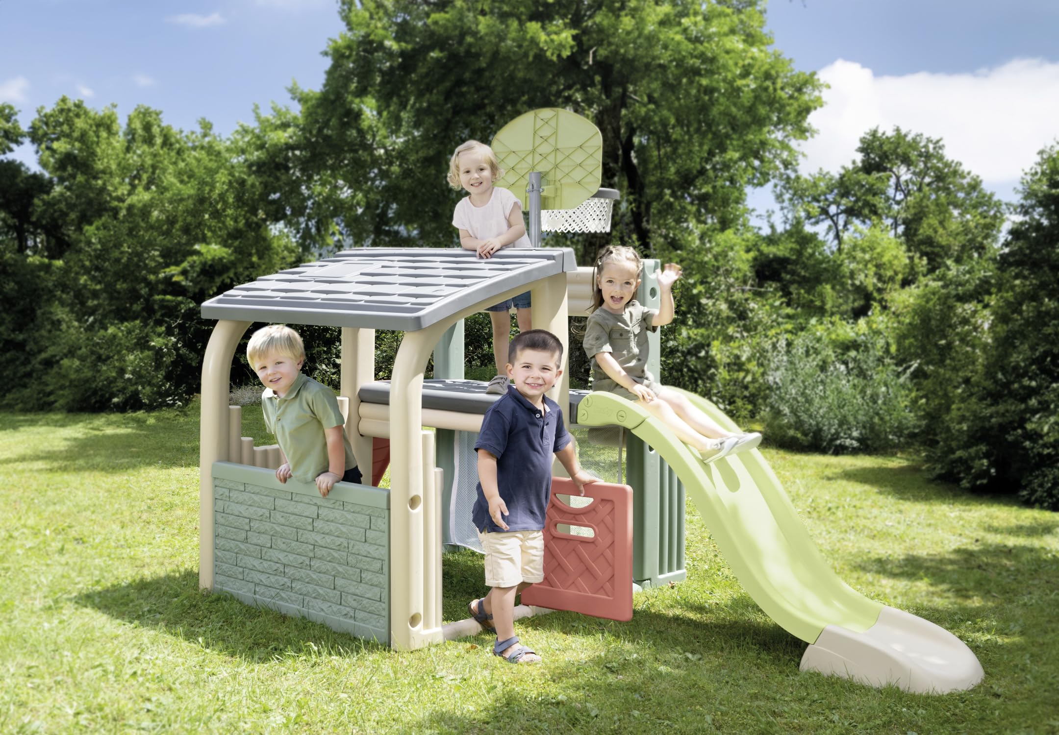 smoby-life-fun-center-spielhaus-recycled-mit-rutsche-outdoor image 4