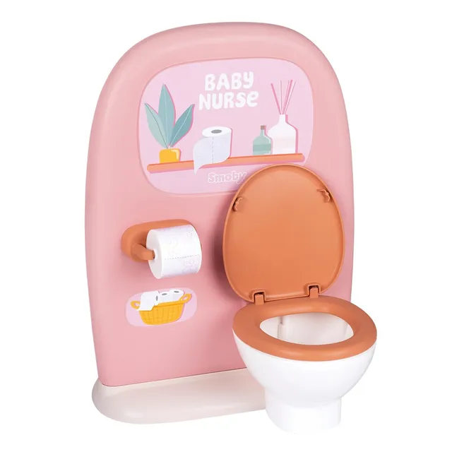 smoby-baby-nurse-puppen-badezimmer-rosa-mit-toilette image 1