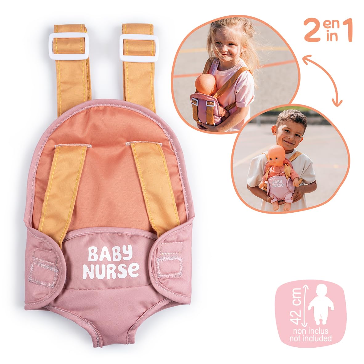 smoby-baby-nurse-puppen-tragesitz-babytrage-rosa-42-cm image 2