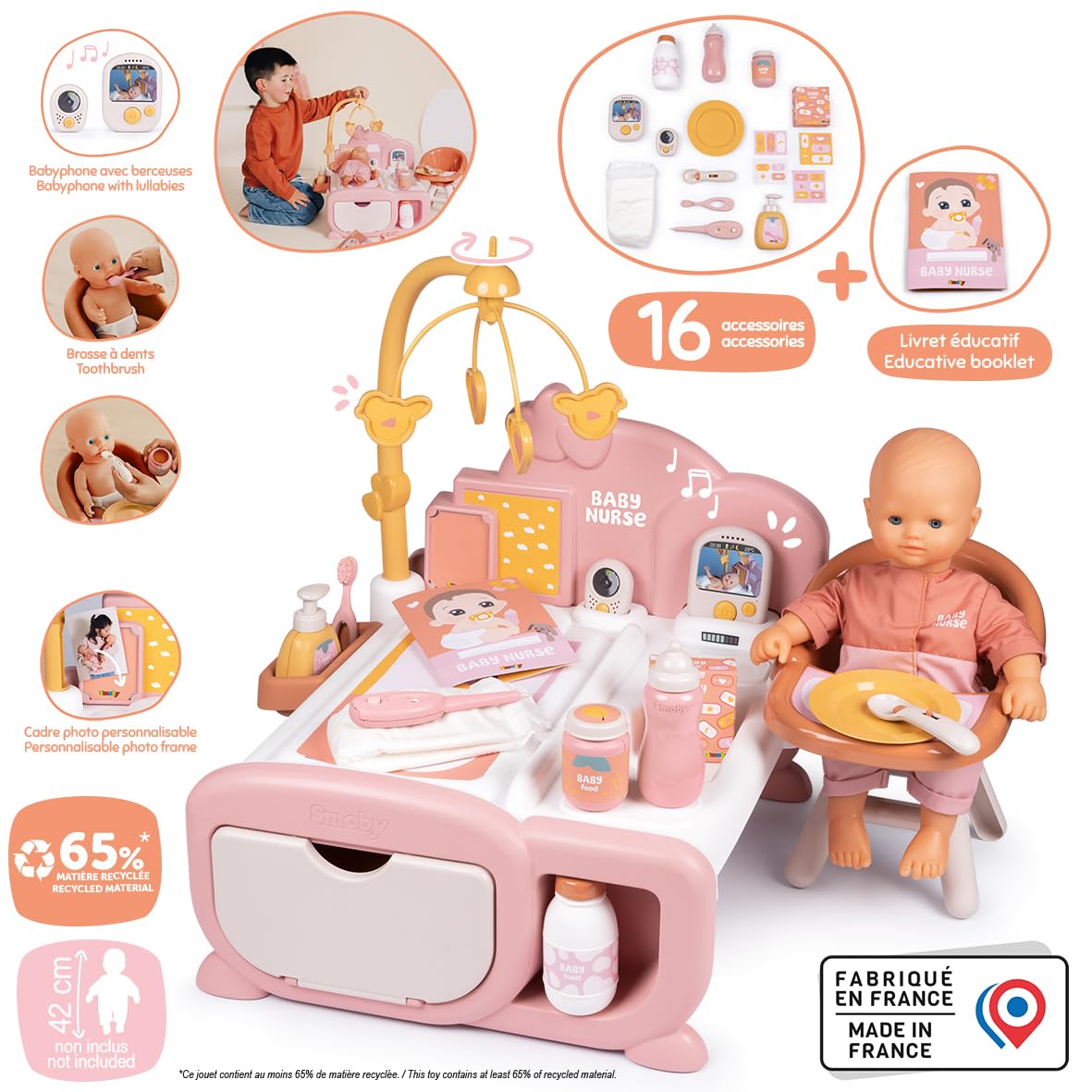 smoby-baby-nurse-cocoon-puppenm-bel-beige-42-cm-16-teile image 2