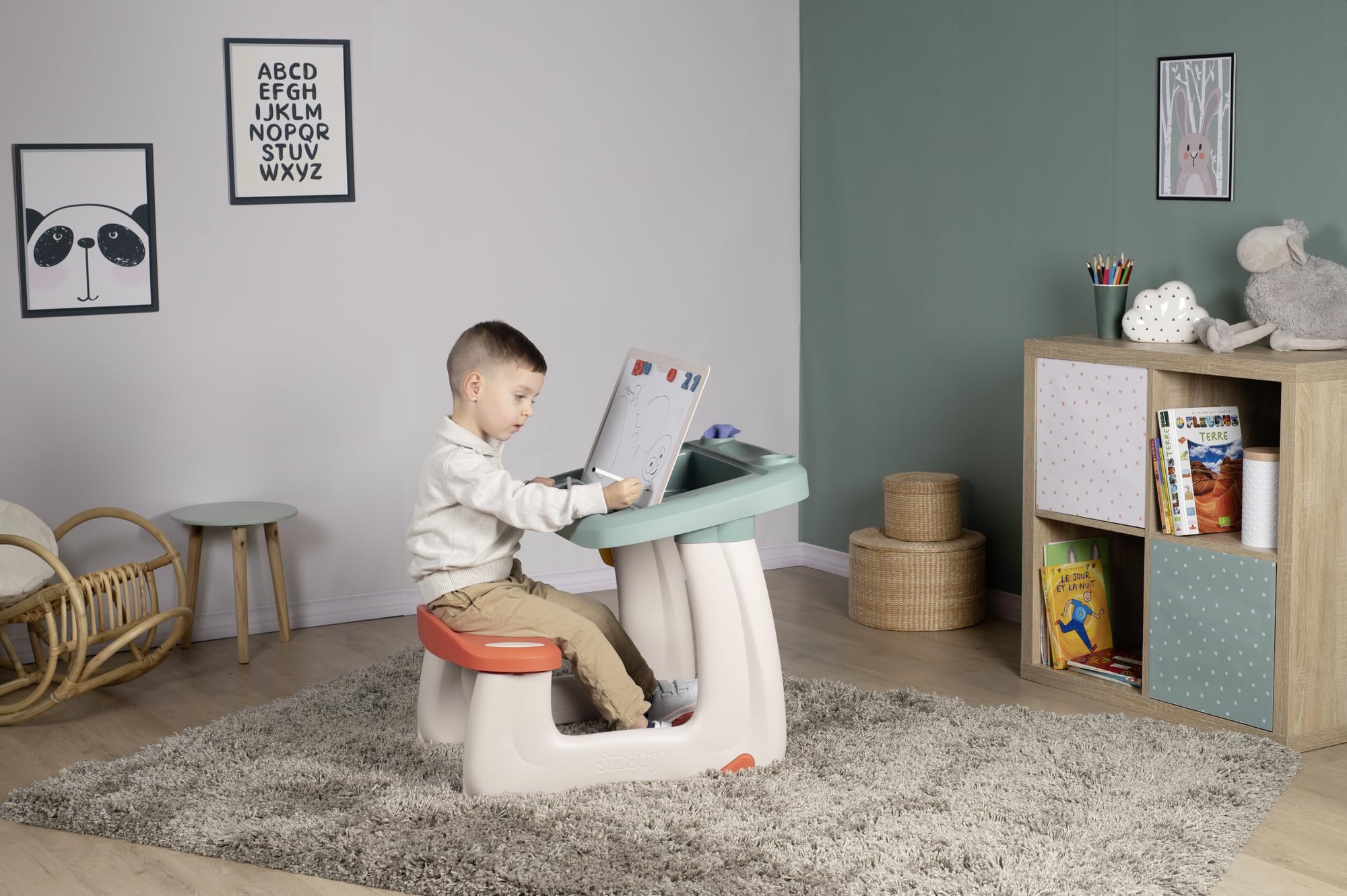 smoby-kinderschreibtisch-doppelseitig-magnetisch-80-teile image 2