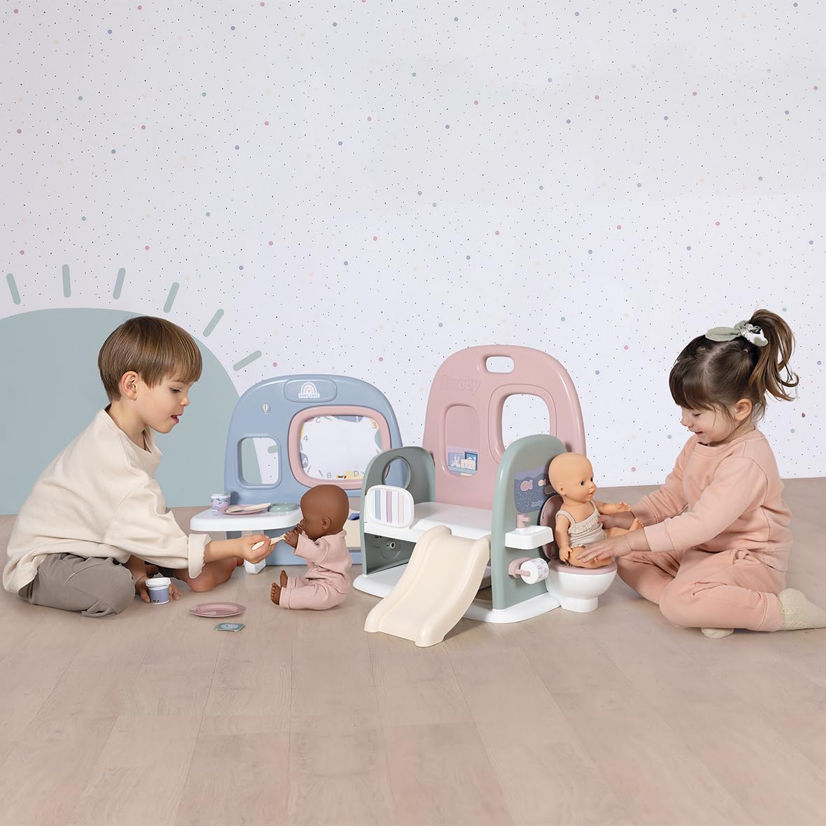 smoby-baby-care-puppen-kita-spielcenter-rosa-klappbar-360 image 7