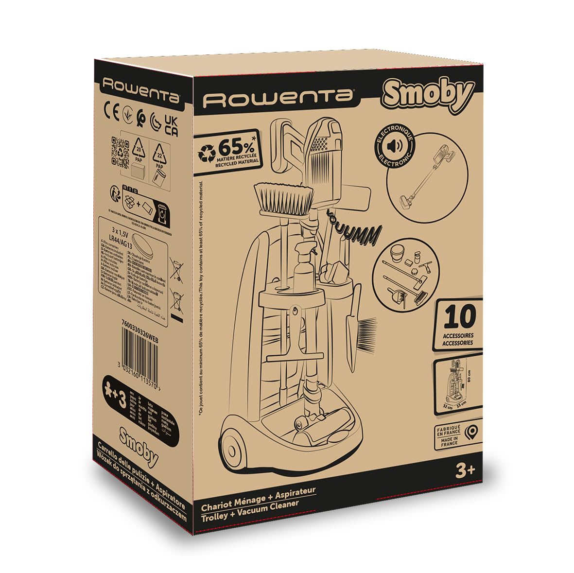 smoby-rowenta-reinigungstrolley-spiel-staubsauger-mit-sound-ab-3-j image 7