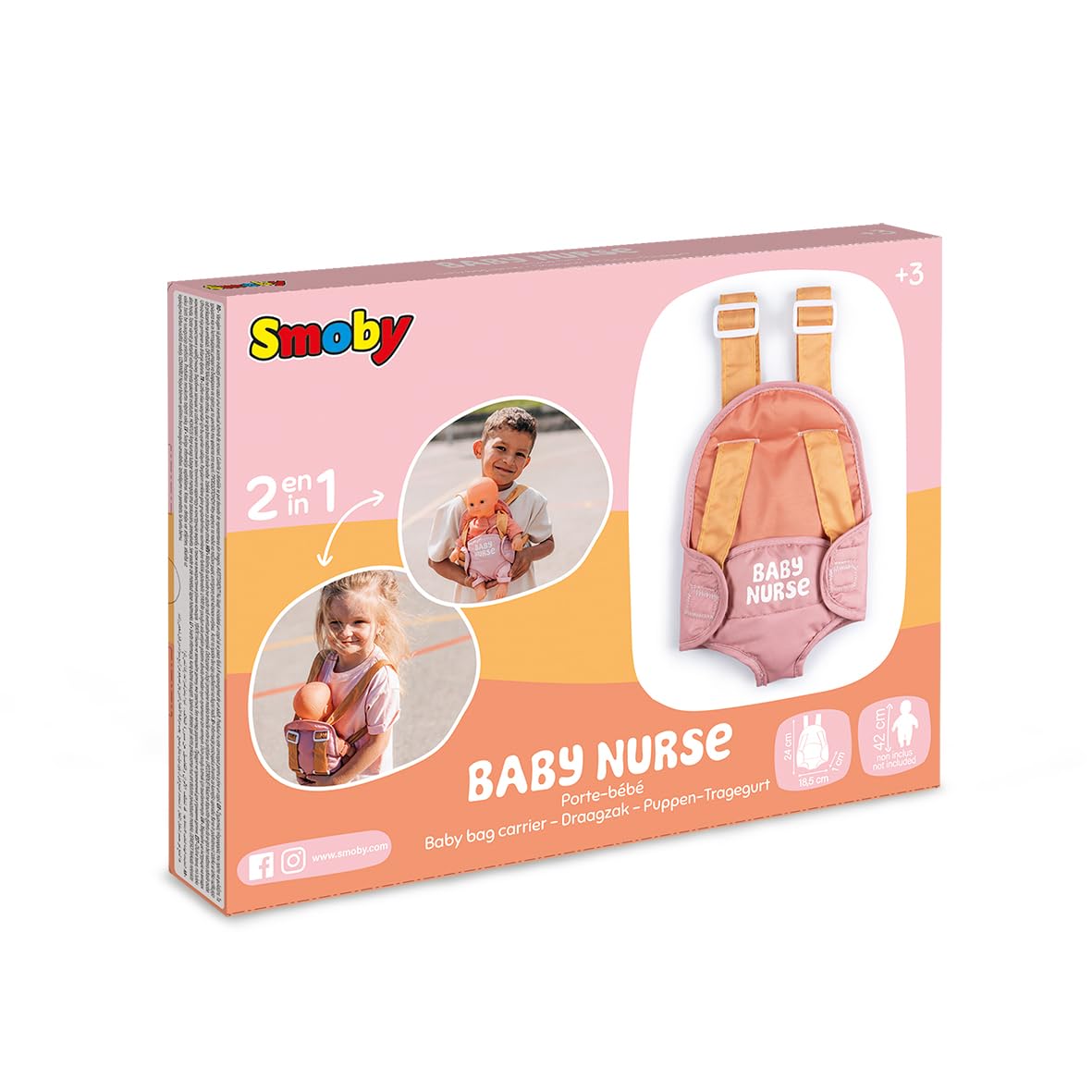 smoby-baby-nurse-puppen-tragesitz-babytrage-rosa-42-cm image 7