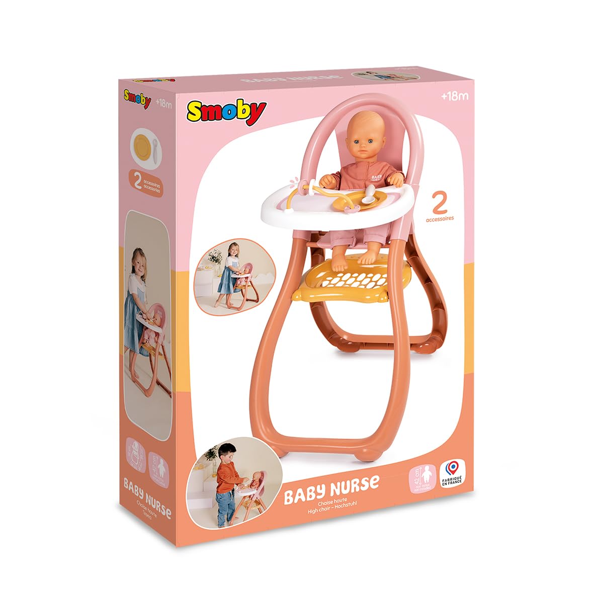 smoby-baby-nurse-puppen-hochstuhl-rosa-mit-teller-l-ffel image 7
