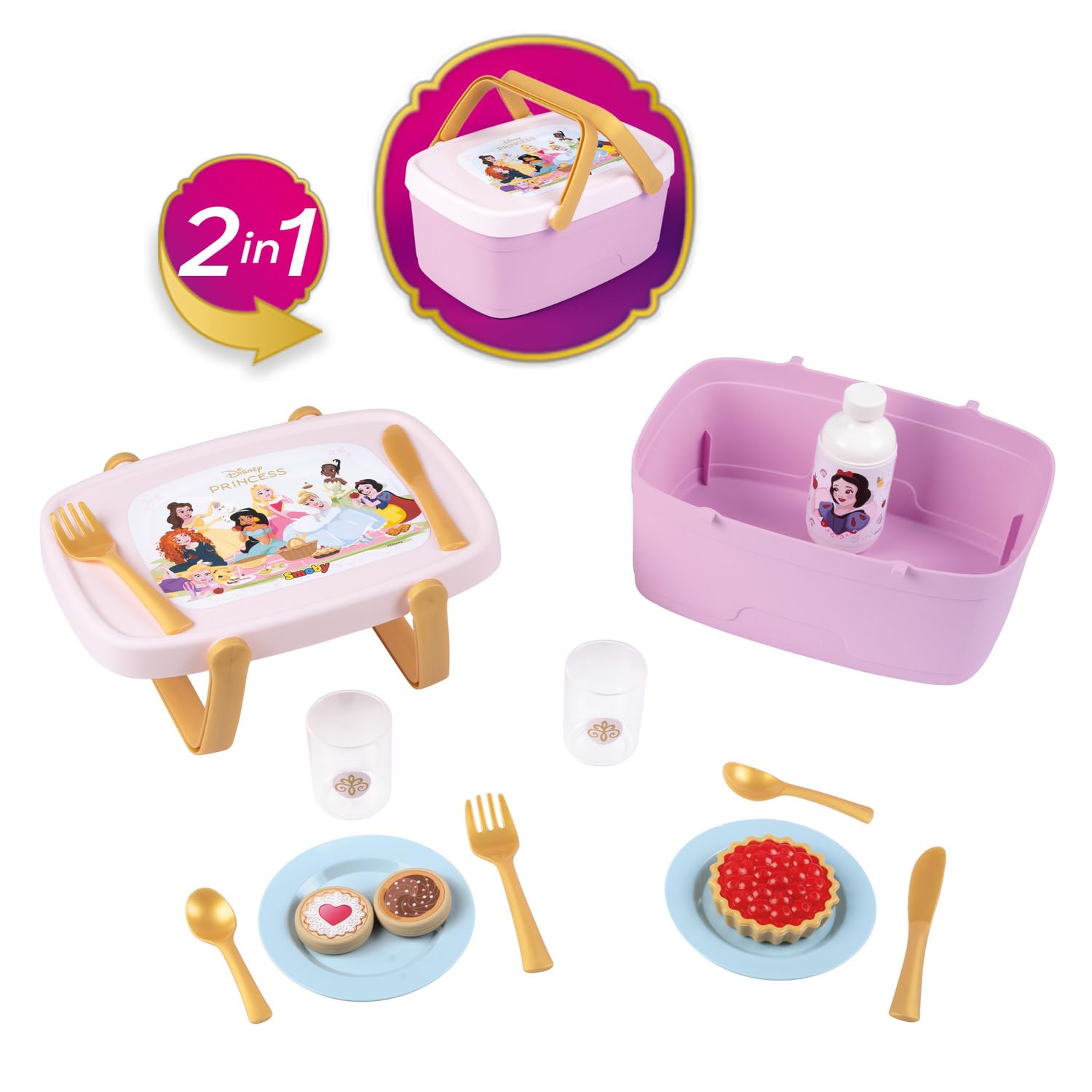 smoby-disney-princess-2-in-1-picknickkorb-14-teilig-ab-3-jahren image 1
