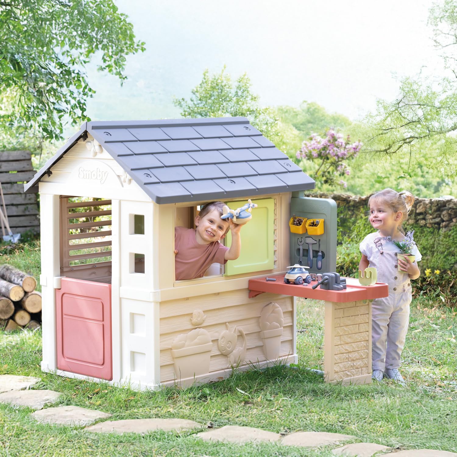 smoby-life-naturhaus-spielhaus-mit-bastelwerkstatt-ab-2-j image 4