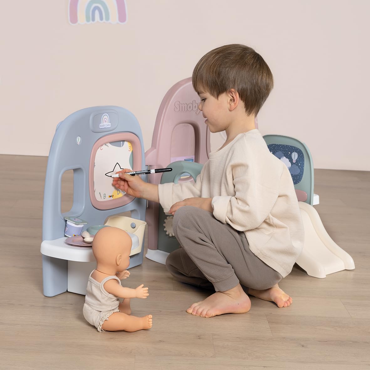 smoby-baby-care-puppen-kita-spielcenter-rosa-klappbar-360 image 6