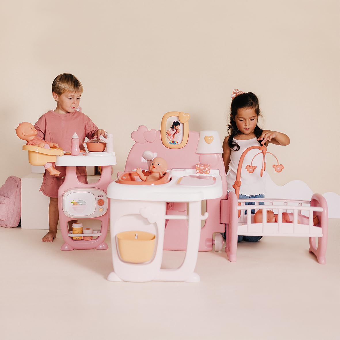 smoby-baby-nurse-puppen-spielcenter-3-in-1-puppenhaus-mit-19-teilen image 4