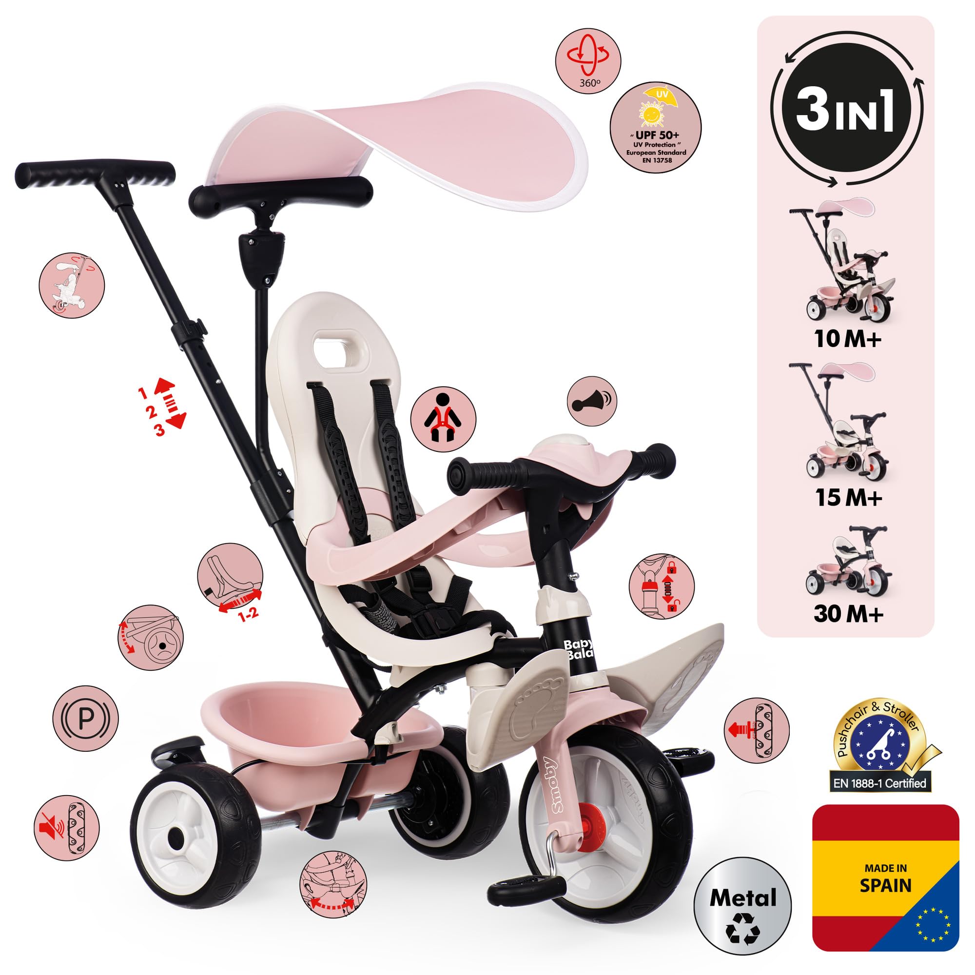 smoby-baby-balade-3-in-1-dreirad-ros-mit-schubstange image 2