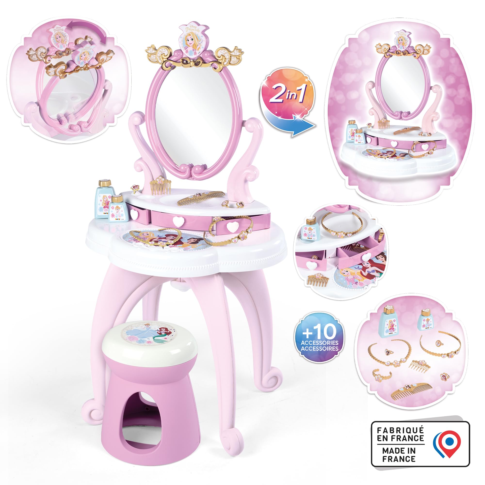 smoby-disney-princess-frisiertisch-schminktisch-mit-hocker-ab-3-j image 2