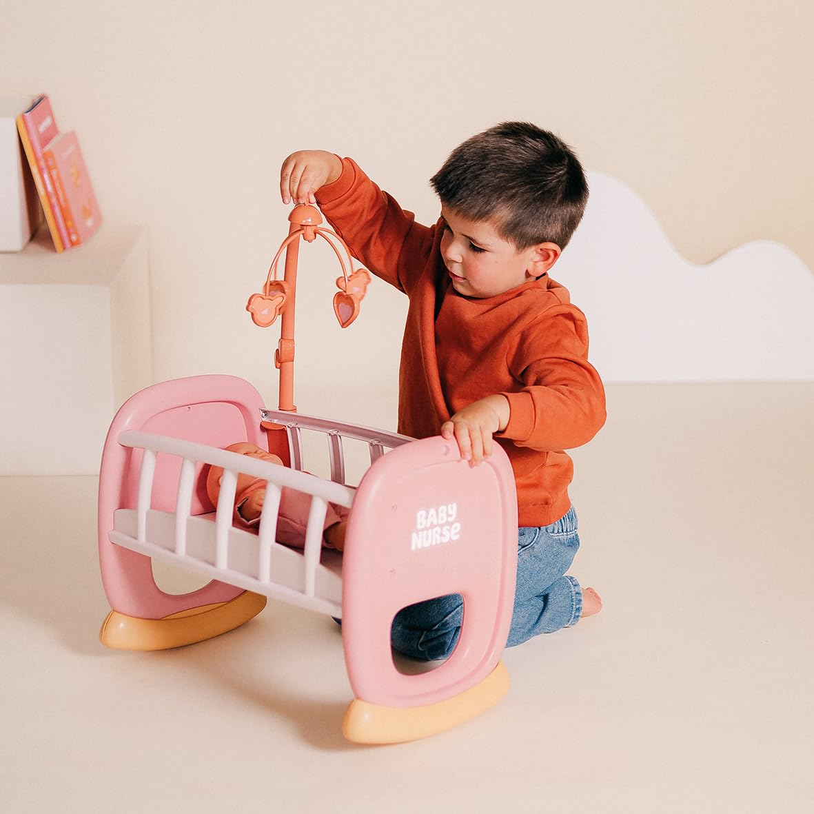 smoby-baby-nurse-puppenwiege-puppenbett-rosa-mit-mobile image 5