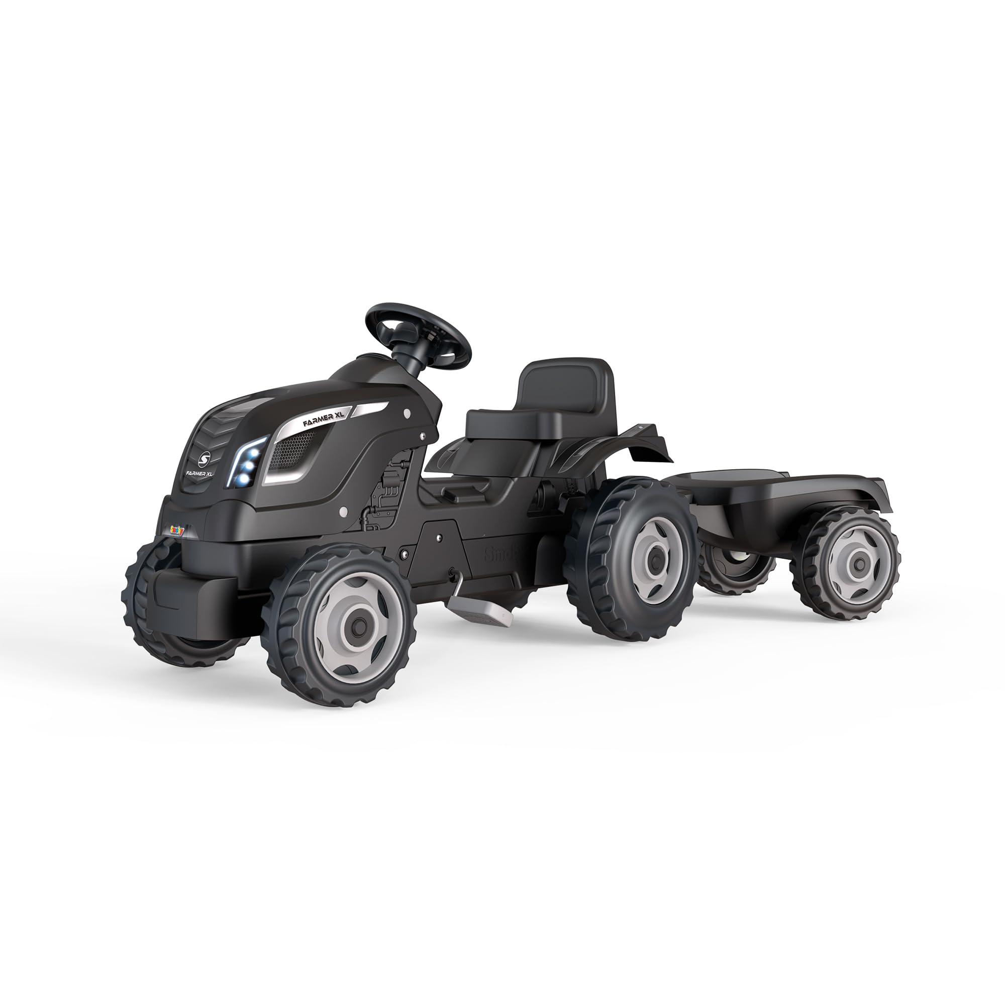 smoby-claas-farmer-xl-trettraktor-blau-mit-anh-nger-und-hupe image 8