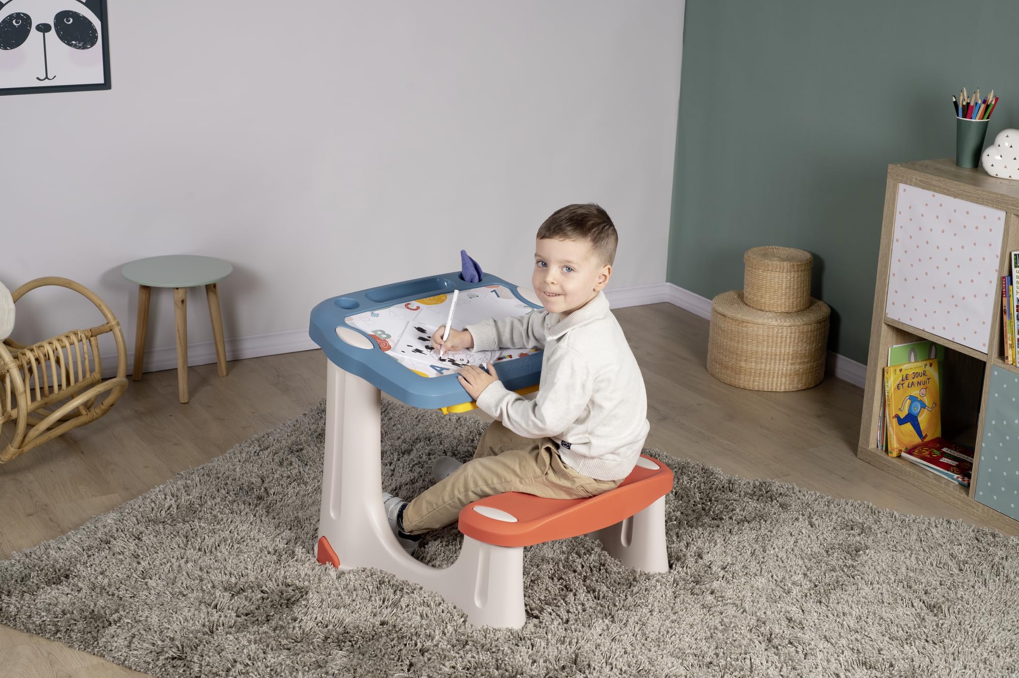 smoby-magisches-pult-kinderschreibtisch-mit-tafel-12-tlg image 2