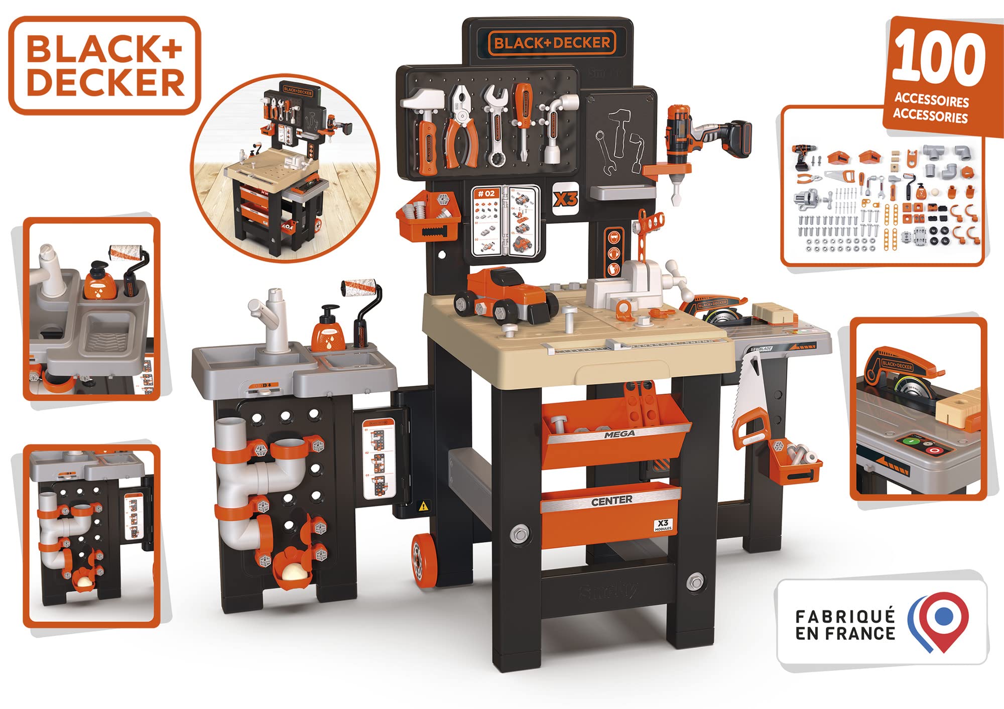 smoby-black-decker-mega-werkbank-center-modern-werkbank-100-teile image 2
