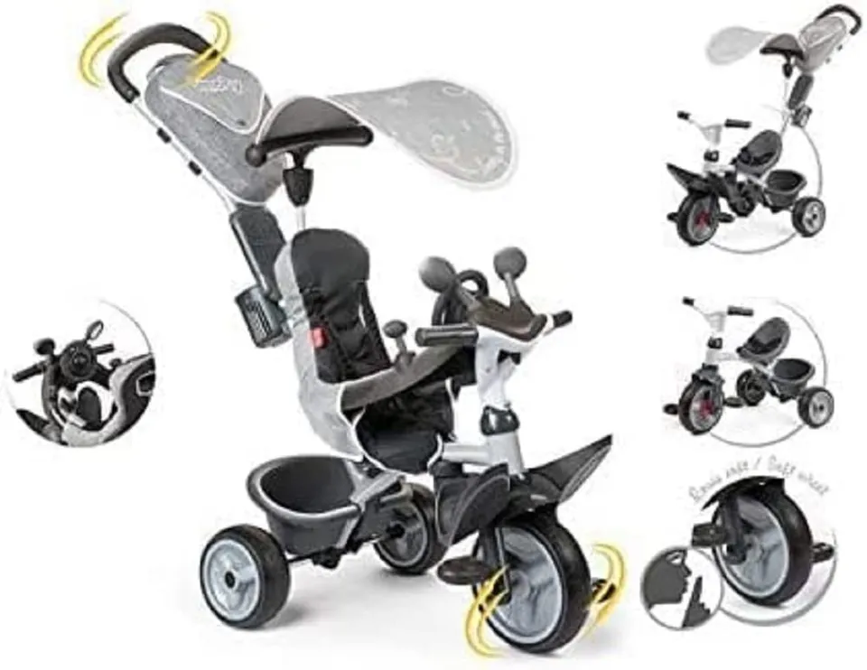 smoby-baby-driver-komfort-titan-dreirad-3in1-grau image 1