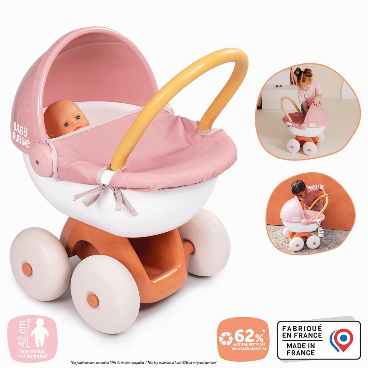 smoby-baby-nurse-puppenwagen-rosa-f-r-42-cm-puppen-verdeck image 2