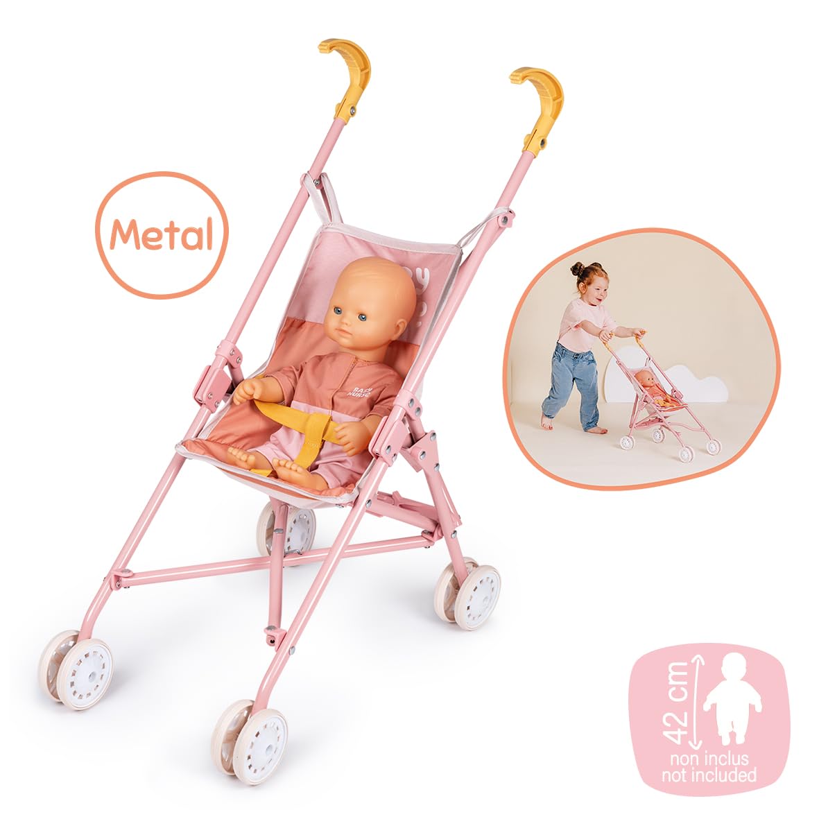 smoby-baby-nurse-puppenbuggy-puppenwagen-rosa-klappbar-ab-2-j image 2