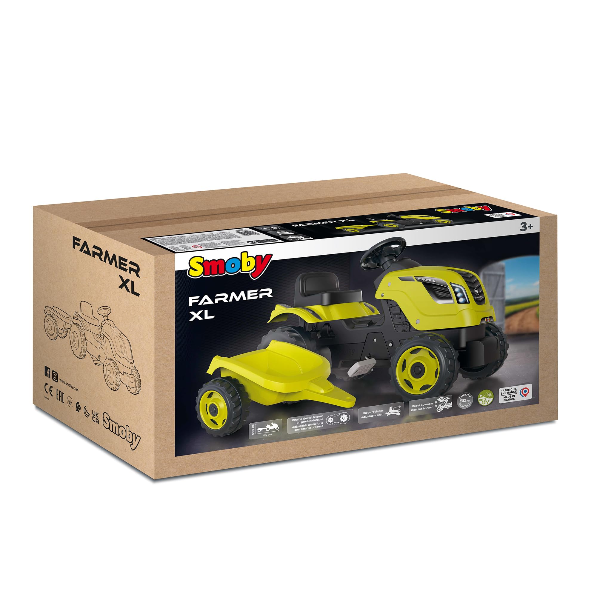 smoby-claas-farmer-xl-trettraktor-mit-anh-nger-gr-n-pedale image 5