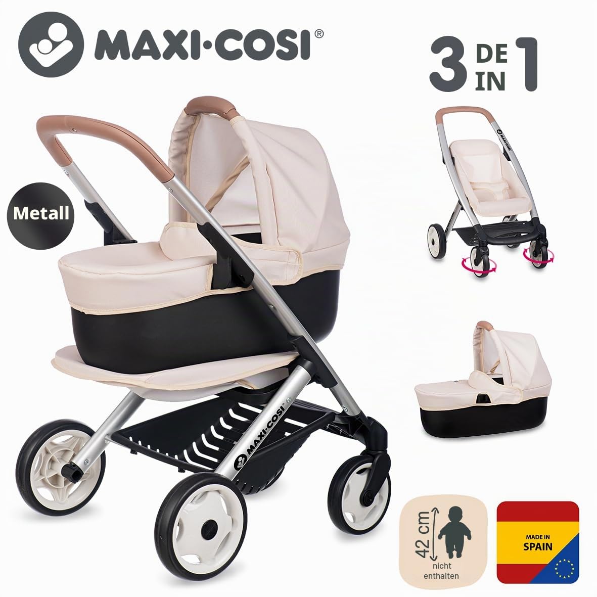 smoby-maxi-cosi-3-in-1-puppenwagen-buggy-f-r-puppen-bis-42-cm image 2