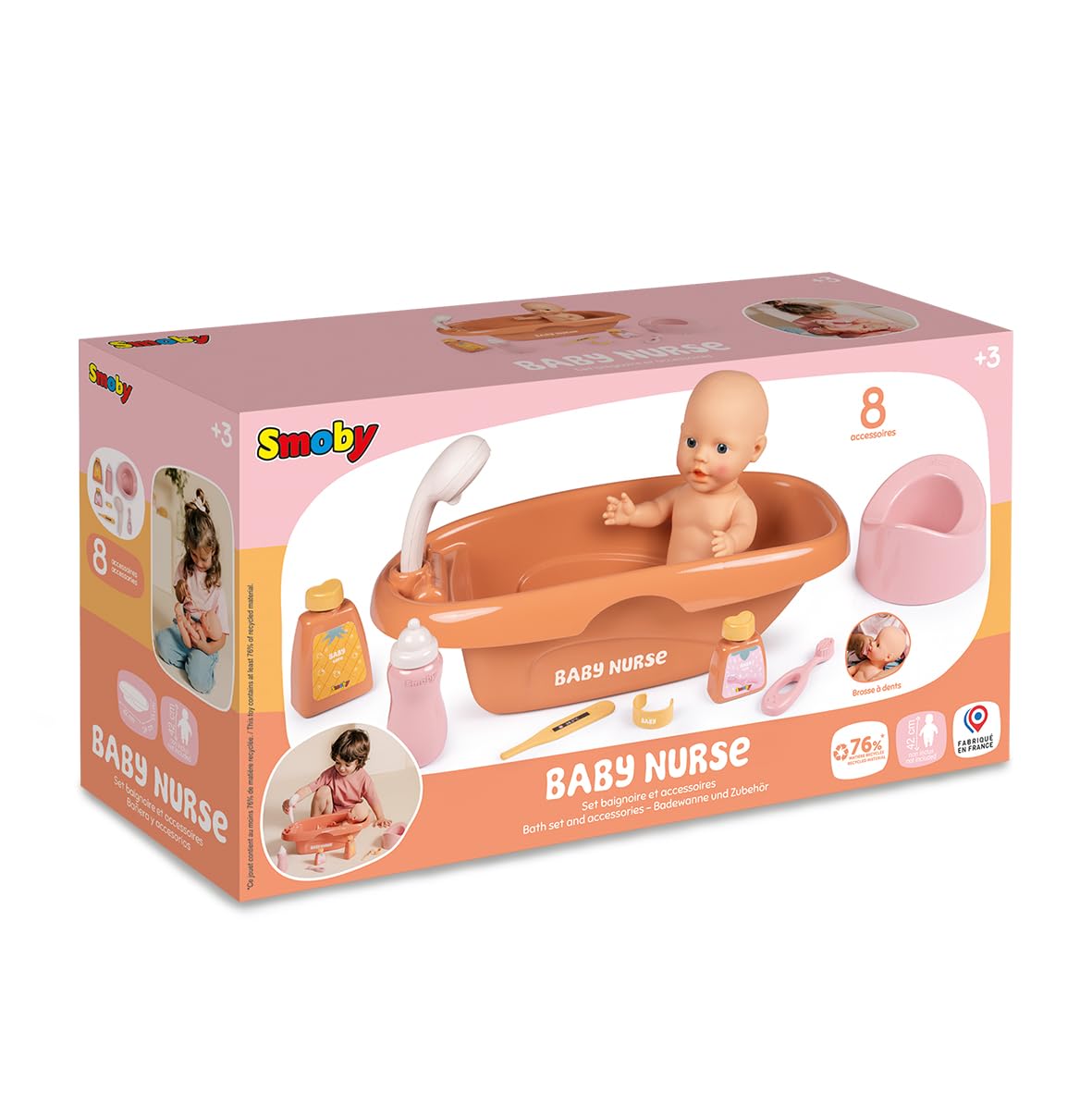smoby-baby-nurse-puppen-badewanne-beige-8-teilig image 7