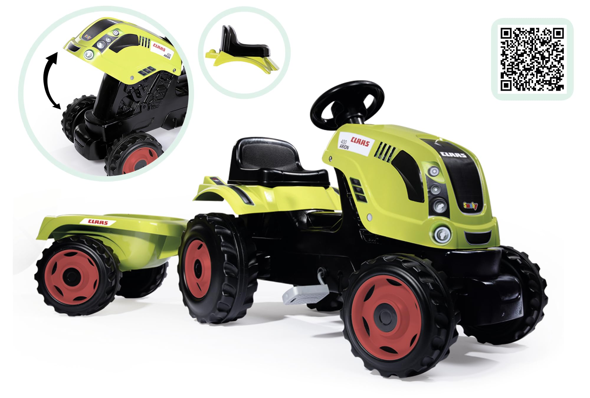 smoby-claas-traktor-farmer-arion-400-xl-gr-n-mit-anh-nger image 3